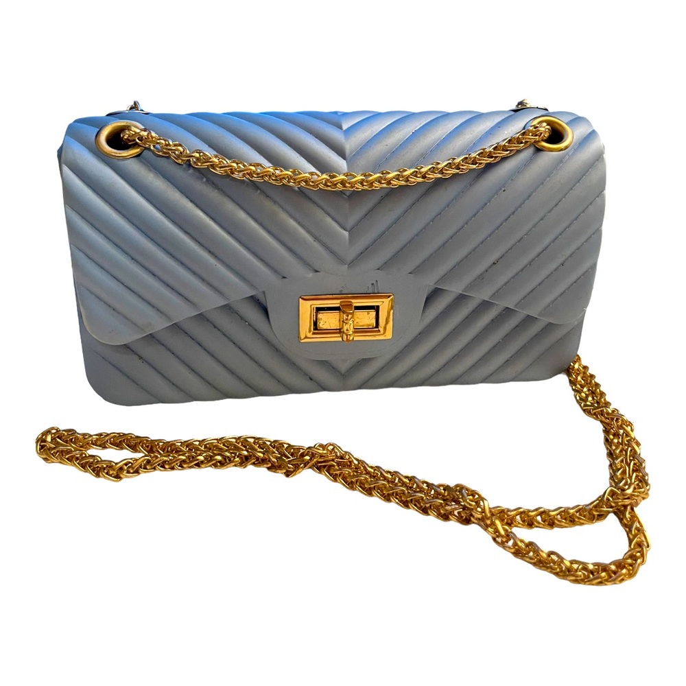 Cute Light Blue Side Purse w gold chain